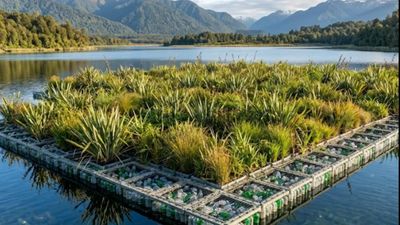 Floating Wetland Clean-Up: Half a million bottles turned into ‘rubbish’ island; roots stripped nitrogen