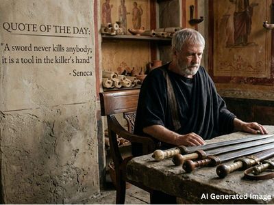 Quote of the Day by Seneca: “A sword never kills anybody; it is a tool in the killer’s hand,” and its lesson on responsibility