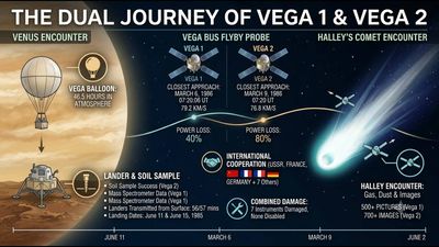 In 1985, Soviet engineers sent two balloons floating through Venus for 46.5 hours. Their motherships then used the planet’s gravity to chase Halley’s Comet