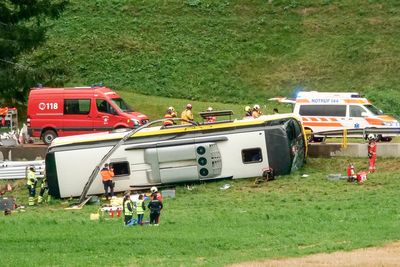 Police say 5 dead, 40 injured in tour bus crash in eastern Switzerland