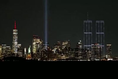 Twin Towers recreated with 2,977 light-up drones in poignant New York tribute to 9/11 victims