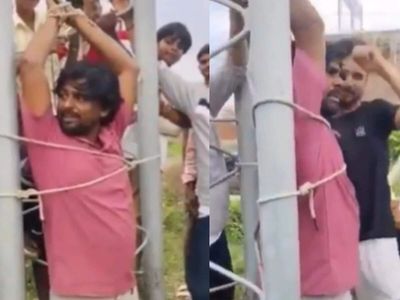 Angry customers tied a technician to a mobile tower but it was his own idea so his telecom company would fix two years of bad network in village