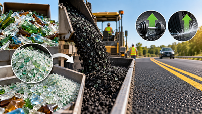 Michigan Tech’s 6% waste-glass mix made roads 42.3% more stable and 38.6% safer