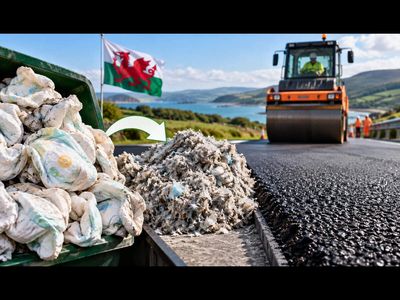 In 2022, Wales mixed fibres from 4.3 tonnes of used nappies into a highway; the waste replaced asphalt material imported from Europe