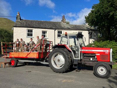 Country diary: Straw bales, tweed and a vintage Massey Ferguson – this is how farmers get married