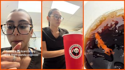 Dallas woman uses a fork to lift ‘a lizard’ toward the rim of her Panda Express drink, then says she’s ‘never eating a panda again’