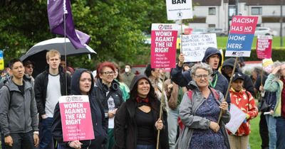 Counter-protesters gather in Glasgow to drown out anti-immigration rally