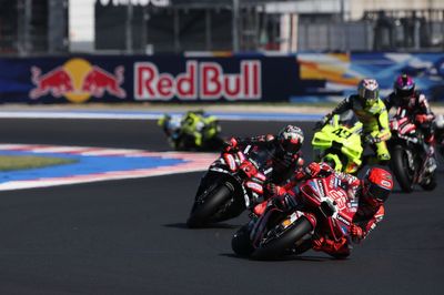 Marco Bezzecchi defends start after Marc Marquez passes him again in Misano sprint