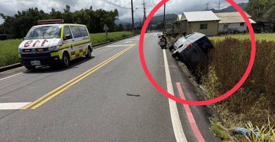 宜蘭三星閃燈路口2車相撞8人傷 進香團廂型車彈飛農田