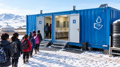 Shipping Containers Become Bathrooms: UNICEF builds movable WASH Houses; 1,400 Mongolian students benefit