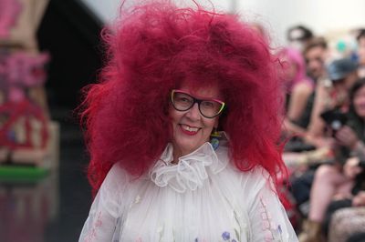 Prue Leith walks runway in dramatic pink wig at star-studded Vin+Omi show