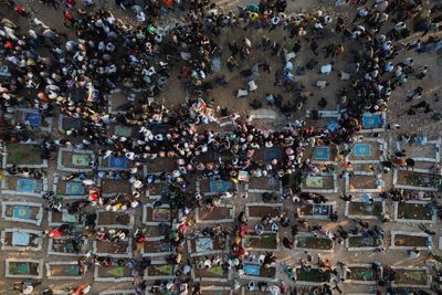 Photos of the funeral for victims of a deadly prison fire and riot in northern Syria