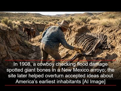 In 1908, a cowboy checking flood damage spotted giant bones in a New Mexico arroyo; the site later helped overturn accepted ideas about America’s earliest inhabitants