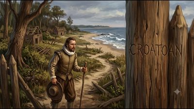In 1587, John White left 117 colonists at Roanoke and sailed to England. 3 years later, he returned and found over 100 settlers vanished, leaving behind the mysterious word CROATOAN