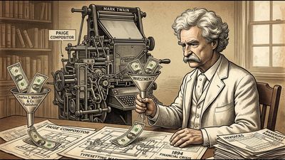 In 1894, Mark Twain’s business empire collapsed; the writer who made money from words had lost a fortune betting on a machine to print them