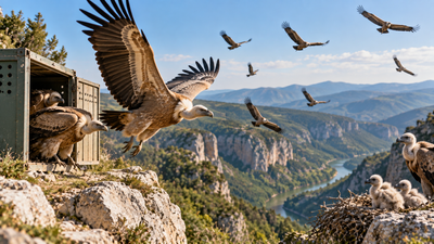 Bulgaria released 61 Griffon Vultures after 60 years, with 42 chicks fledging 10 years later