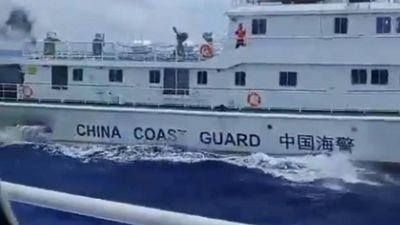 Watch: Chinese coast guard vessel rams civilian Philippine boat in South China Sea