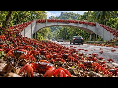 Australia's Christmas Island used a bridge to solve road mortality for 50 million migrating crabs; the result transformed dangerous transit routes into safe canopy crossings