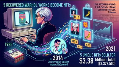 Andy Warhol created digital art in 1985 and left it on obsolete floppy disks; 36 years later, 5 recovered works sold as NFTs for $3.38 million