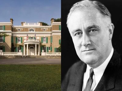 Franklin D. Roosevelt’s father bought this 110-acre New York property for $40,000 in 1867; the estate kept expanding until it covered nearly 1,600 acres when the president died in 1945