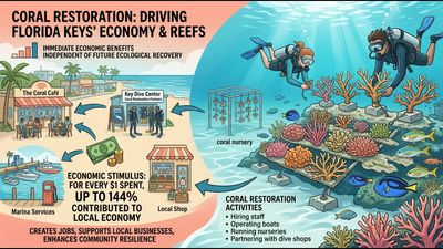 In 2018, CRF measured coral restoration's economic ripple across Florida Keys for 5 years. 7 years later, researchers found up to 144% local economic contribution per dollar spent