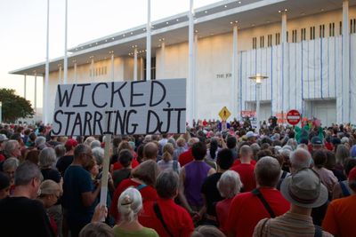 Thousands protest Kennedy Center closure amid fears Trump set to demolish institution