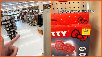 Hobby Lobby shopper holds up two seemingly identical Hello Kitty boxes priced $1 apart: ‘Like why would yall do that’