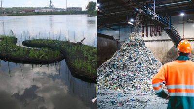 Dubuque turns 67,000 recycled bottles into floating creek islands