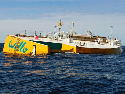 In 2017, engineers put a 1MW power machine shaped like a giant floating bird off Scotland; it ran for 2 years, riding out an 18.7-metre wave, before sinking
