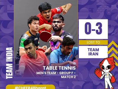 Asian Games 2026: Iran sweep India 3-0 in men's table tennis team event