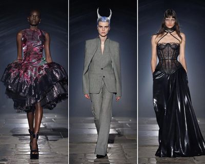McQueen comes home to happy, dark place at London fashion week