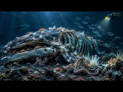 Science says a dead whale can feed an entire ecosystem for decades, what happens after it reaches the seafloor is extraordinary