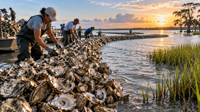 How 200,000 pounds of oyster shells became a 400-foot reef in Louisiana