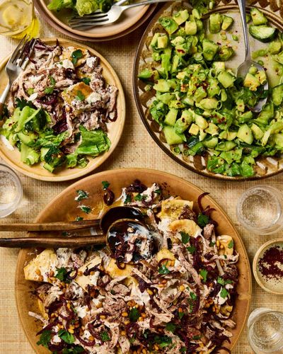 Sumac roast chicken and bread bake: Sami Tamimi’s fattet musakhan with cucumber avocado salad – recipe