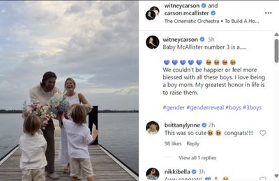 Witney Carson discovers sex of 3rd baby with husband Carson McAllister