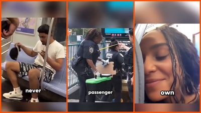 NYC subway passenger lies on subway floor screaming and clawing inside his pants. Then 911 is immediately called