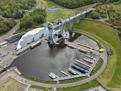 In 2002, Scotland opened a giant rotating wheel that lifts boats 115 feet, using about as much energy per turn as boiling eight kettles