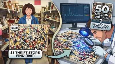 In 1991, a California bargain hunter paid $5 for an ugly thrift-store painting; decades later, experts debated whether the forgotten canvas was a $50 million Pollock