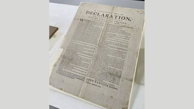 Volunteer sorting old Royal Navy papers finds rare 1776 US Declaration of Independence copy