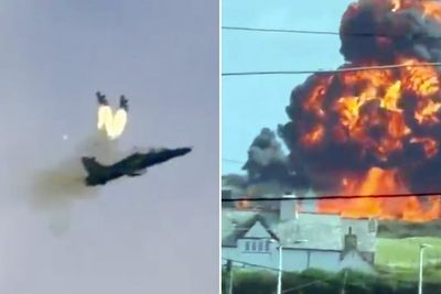 Two pilots injured after RAF jet crashes and bursts into flames in Wales