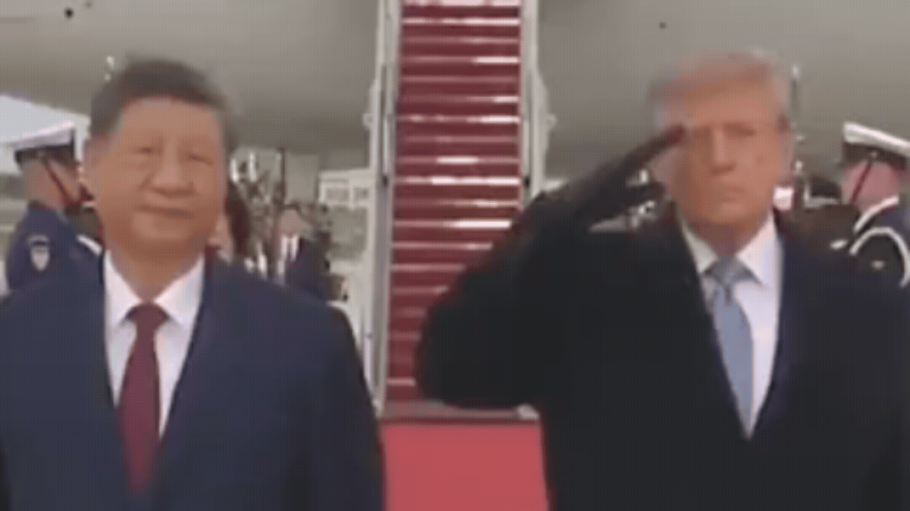 B-1 bombers roar overhead, Trump winces as Xi stands unfazed: Watch