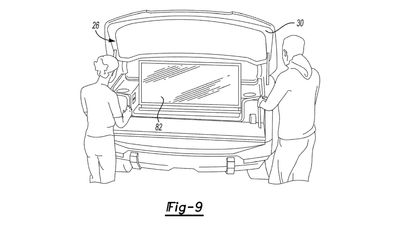 Ford Patent Reveals A Front Tailgate Trunk With A Fold Down TV