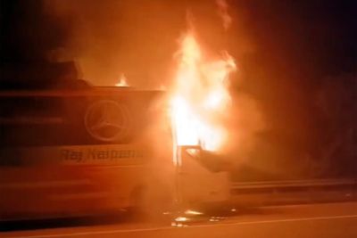 Nine dead after sleeper bus carrying 35 tourists catches fire in India