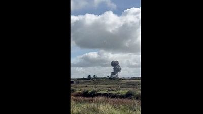 Video shows UK fighter jet crashing during training