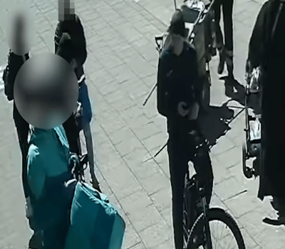 Moment undercover police pounce on wanted man while disguised as street cleaner and Deliveroo rider