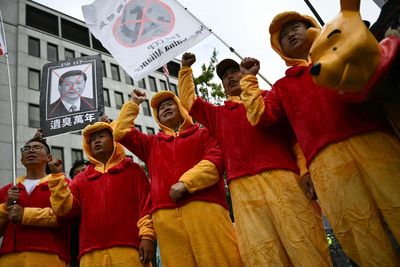 Protesters in Winnie the Pooh costumes descend on DC for Xi visit