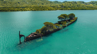 A Ship caught fire 160 years ago; mangroves turned its wreck into a living island