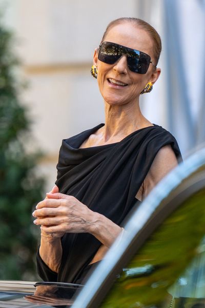 Céline Dion's Black Balenciaga Dress Is All About Draping and Drama