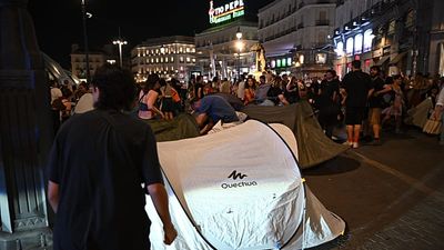Protesters camp in Madrid in demonstration against Spain' housing crisis
