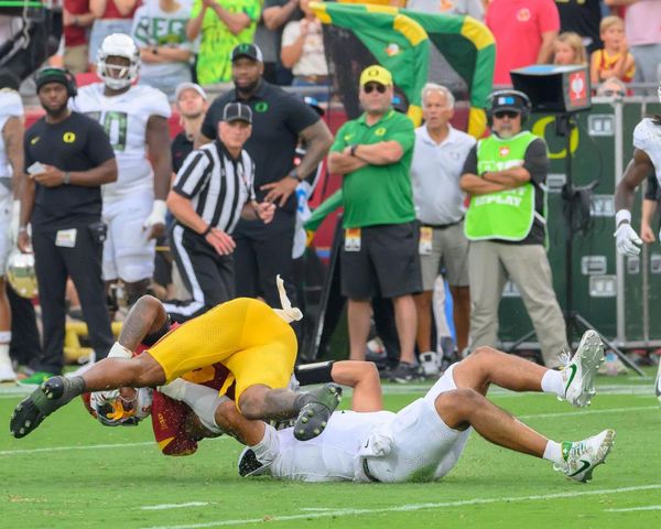 USC suspend Stephens for ‘disgusting’ late hit that sent Oregon QB Dante Moore to hospital